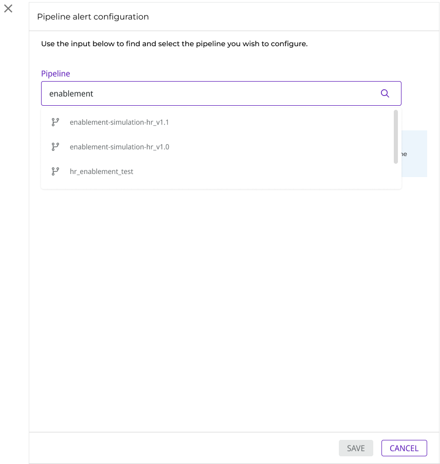 2 — Selecting the pipeline the alert is created from (“single-pipeline configuration”)