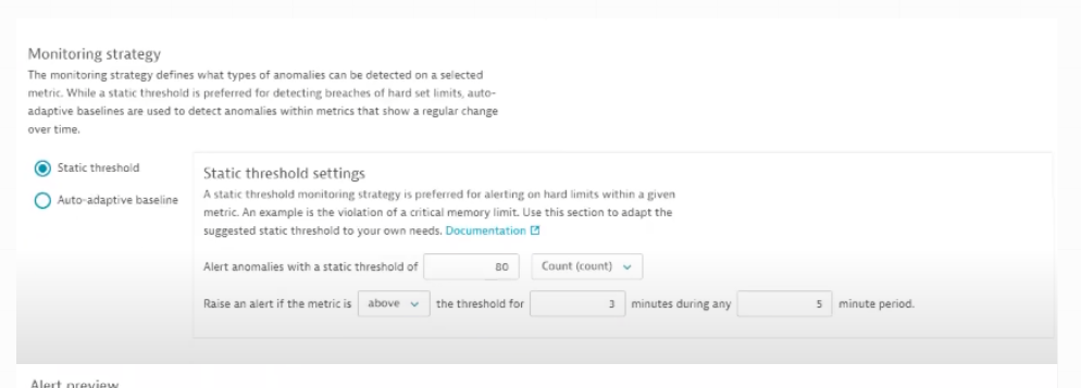 Threshold configuration in Dynatrace