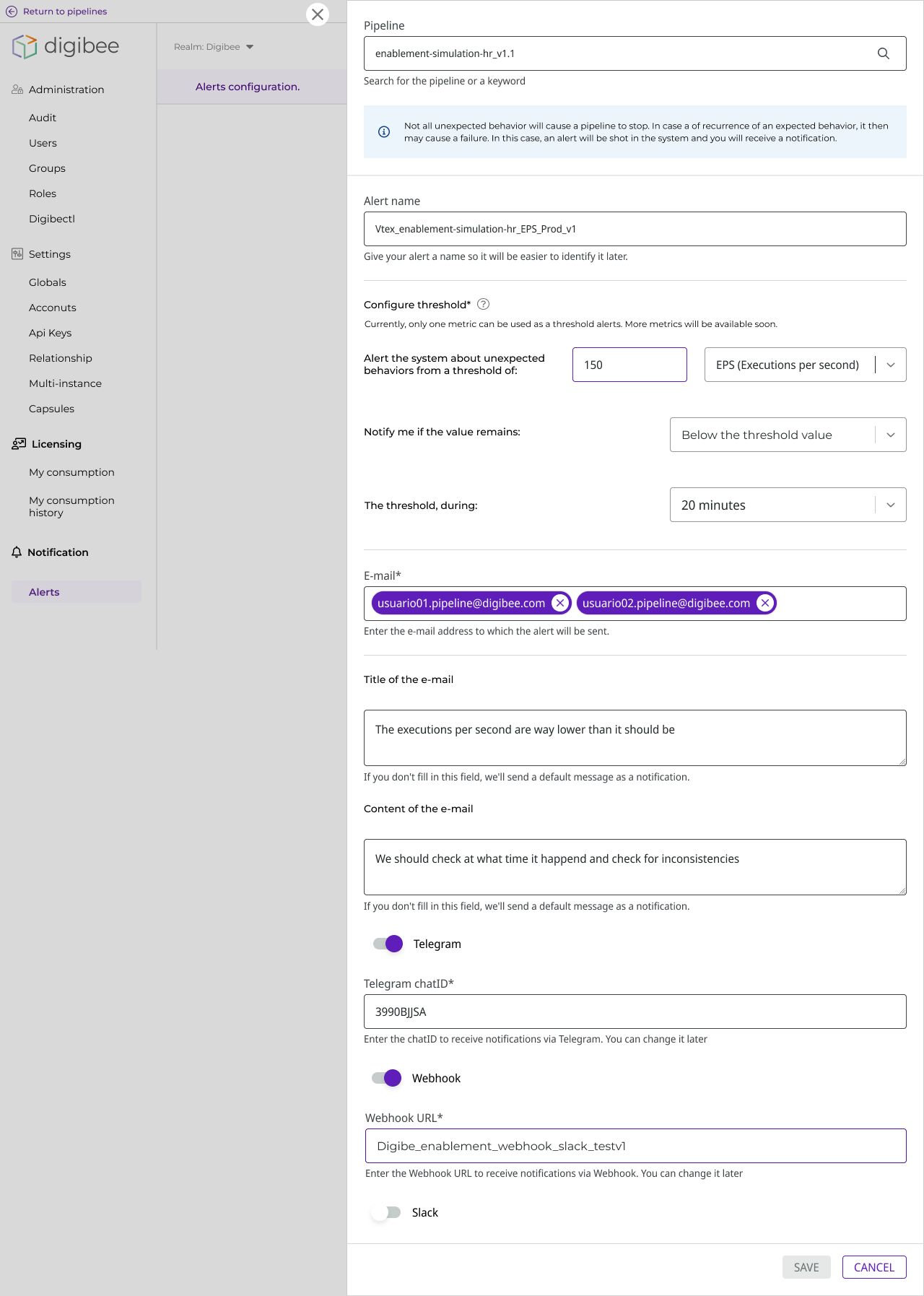 Alerts — Digibee